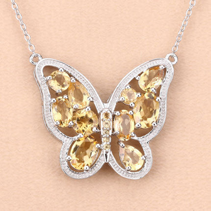 4.43 Carat Genuine Citrine .925 Sterling Silver Necklace