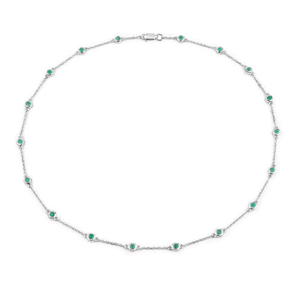 1.80 Carat Genuine Emerald .925 Sterling Silver Necklace