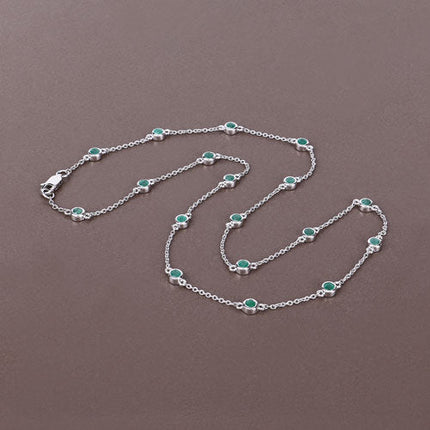 1.80 Carat Genuine Emerald .925 Sterling Silver Necklace