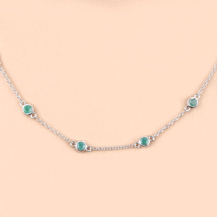 1.80 Carat Genuine Emerald .925 Sterling Silver Necklace