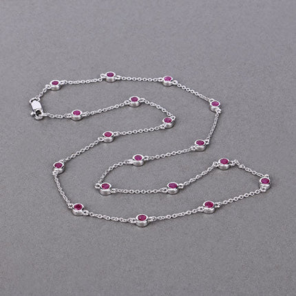 2.34 Carat Genuine Ruby .925 Sterling Silver Necklace