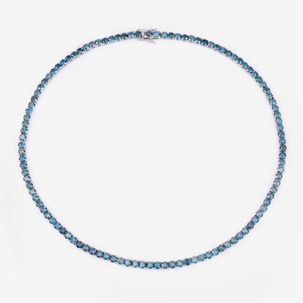 33.24 Carat Genuine Blue Diamond 14K White Gold Necklace