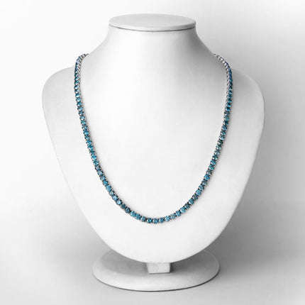 33.24 Carat Genuine Blue Diamond 14K White Gold Necklace