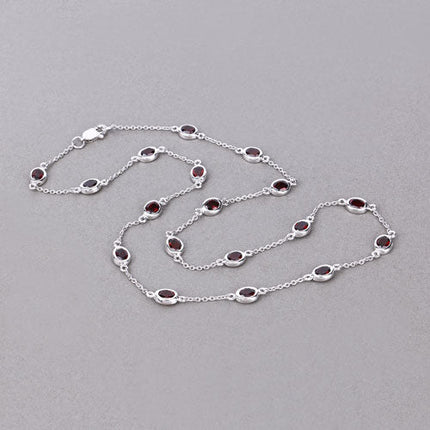 8.10 Carat Genuine Garnet .925 Sterling Silver Necklace