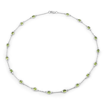 6.30 Carat Genuine Peridot .925 Sterling Silver Necklace