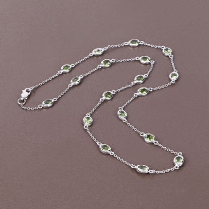 6.30 Carat Genuine Peridot .925 Sterling Silver Necklace