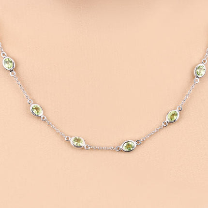 6.30 Carat Genuine Peridot .925 Sterling Silver Necklace