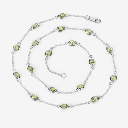 6.30 Carat Genuine Peridot .925 Sterling Silver Necklace