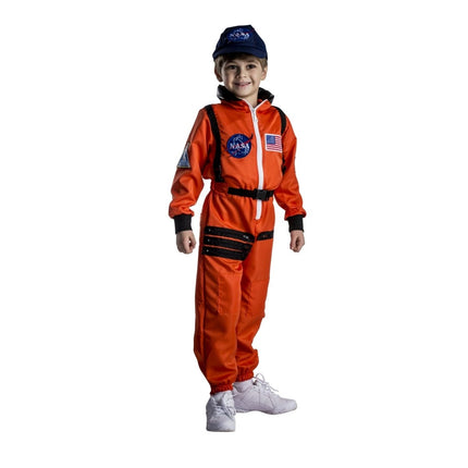 Kids NASA Astronaut Costume with Orange Space Suit and Mission Patches