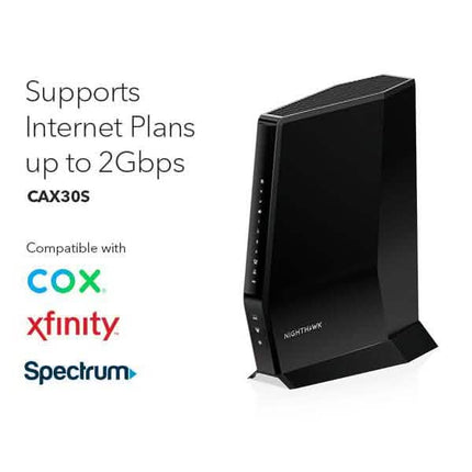 NETGEAR Nighthawk DOCSIS AX2700 3.1 2.7Gbps Two-in-One Cable Modem Router (CAX30-100NAS) (Refurbished)