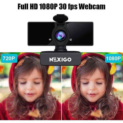 USB FHD Web Computer Camera with Dual Microphone & Privacy Cover
