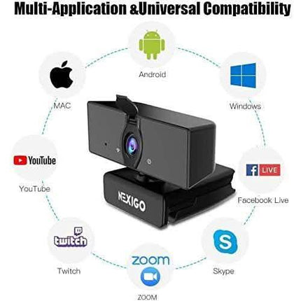 USB FHD Web Computer Camera with Dual Microphone & Privacy Cover