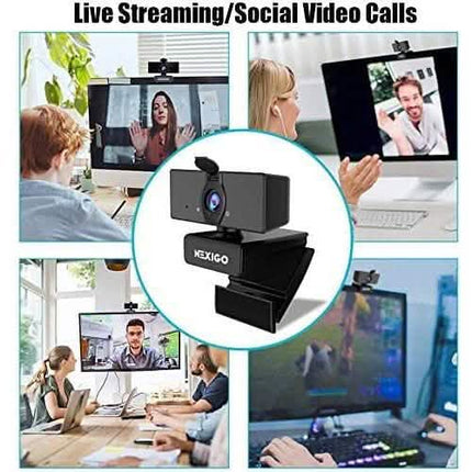 USB FHD Web Computer Camera with Dual Microphone & Privacy Cover