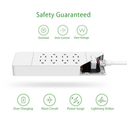 NTON Power USP US Electric Plug 8 AC Power Outlet with USB Charger