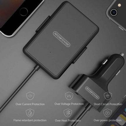 NTONPOWER 5 USB Ports Car Charger with 1.8 Extension Cable