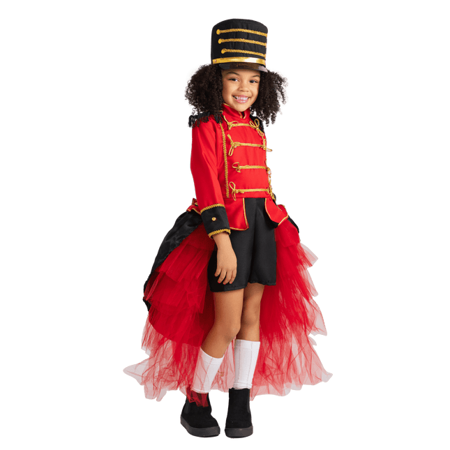Girls Toy Soldier Costume – Red Tutu Military Dress with Hat for Halloween & Dress Up