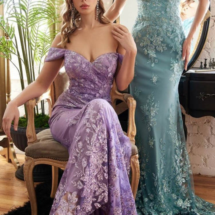 Ladivine OC014 Embellished Off the Shoulder Mermaid Gown