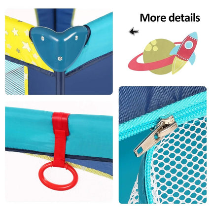 Odoland 39''x 39'' Infant Toddler Foldable Playpen Playard With Mattress Rail Fence Blue