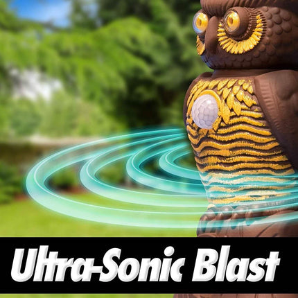 Owl Alert Statue - Targets Outdoor Pests Like Racoons, Deer, Rabbits, Squirrels, Mice and More