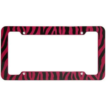 OxGord Plastic License Plate Frame with Zebra/Tiger Stripes
