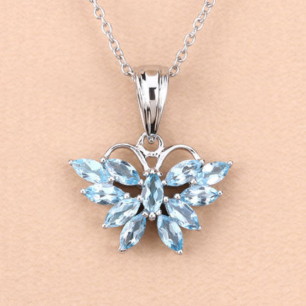 1.76 Carat Genuine Swiss Blue Topaz .925 Sterling Silver Pendant