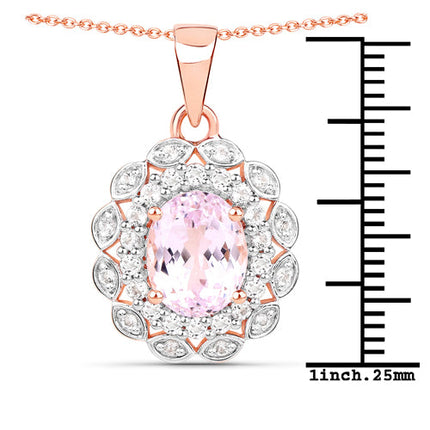 4.26 Carat Genuine Kunzite and White Topaz .925 Sterling Silver Pendant