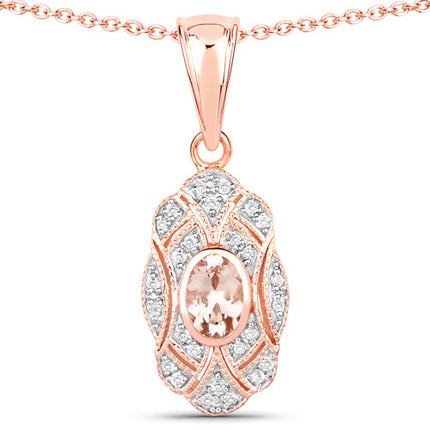 0.52 Carat Genuine Morganite and White Topaz .925 Sterling Silver Pendant