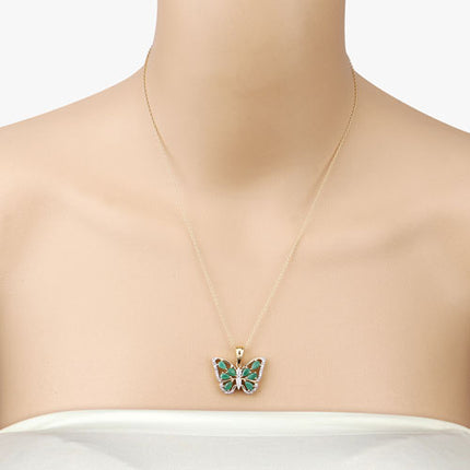 1.91 Carat Genuine Emerald and White Zircon .925 Sterling Silver Pendant