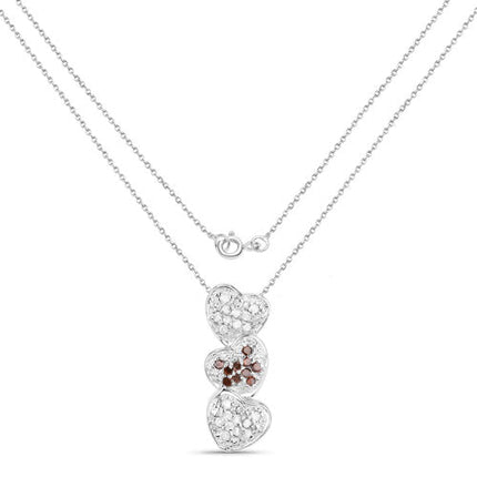 0.45 Carat Genuine Red Diamond and White Diamond .925 Sterling Silver Pendant