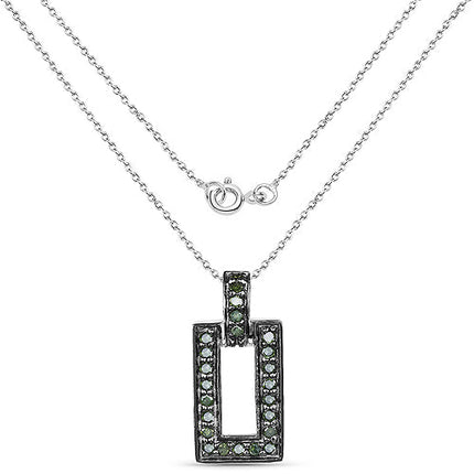0.36 Carat Genuine Green Diamond .925 Sterling Silver Pendant