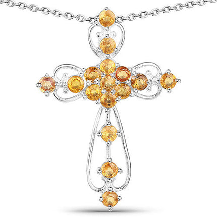 2.24 Carat Genuine Yellow Sapphire .925 Sterling Silver Pendant