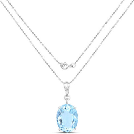 11.25 Carat Genuine Swiss Blue Topaz .925 Sterling Silver Pendant