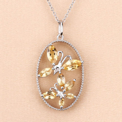 2.30 Carat Genuine Citrine .925 Sterling Silver Pendant