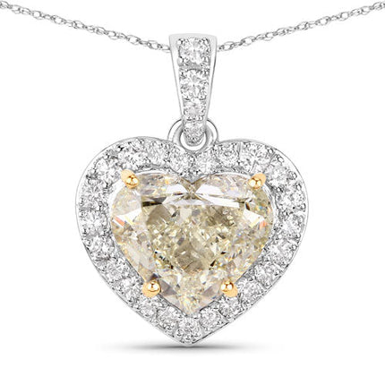 IGI Certified 4.51 Carat Genuine Light Yellow Diamond Center and 0.45cttw White Diamond 18K White Gold Pendant (4.96cttw)