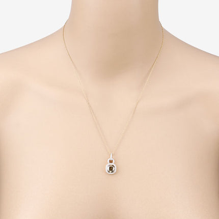 IGI Certified 2.50 Carat Genuine Brown Diamond Center and 0.31cttw White Diamond 18K Yellow Gold Pendant (2.81cttw)