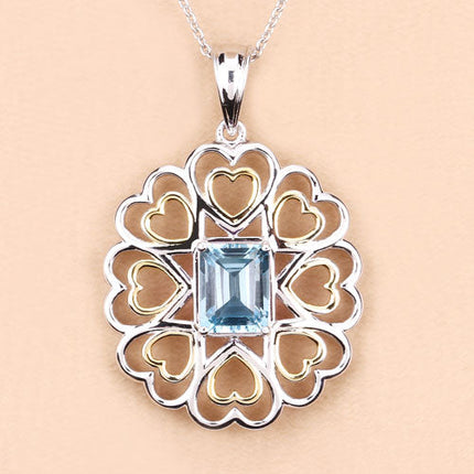 2.60 Carat Genuine Blue Topaz .925 Sterling Silver Pendant