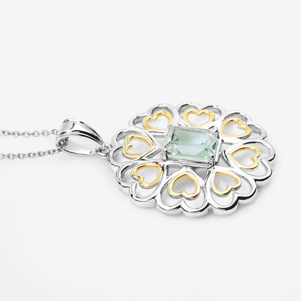 2.10 Carat Genuine Green Amethyst .925 Sterling Silver Pendant