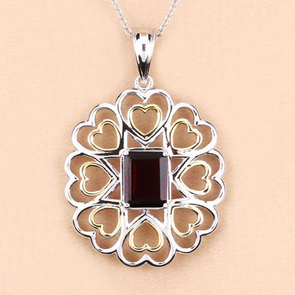 2.55 Carat Genuine Garnet .925 Sterling Silver Pendant