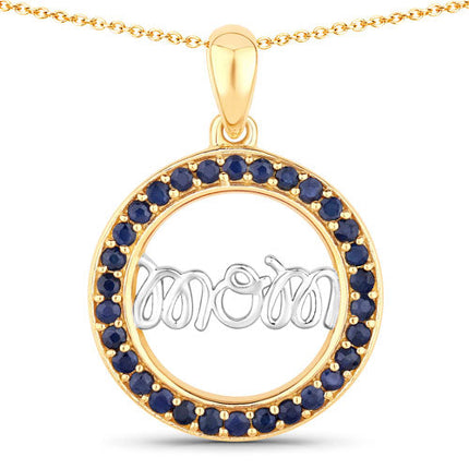 0.64 Carat Genuine Blue Sapphire .925 Sterling Silver Pendant