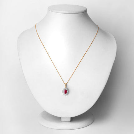 0.95 Carat Genuine Ruby and White Diamond 10K Yellow Gold Pendant