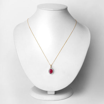 2.51 Carat Genuine Ruby and White Diamond 10K Yellow Gold Pendant
