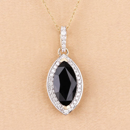 2.27 Carat Genuine Blue Sapphire and White Diamond 10K Yellow Gold Pendant