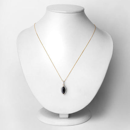 2.27 Carat Genuine Blue Sapphire and White Diamond 10K Yellow Gold Pendant