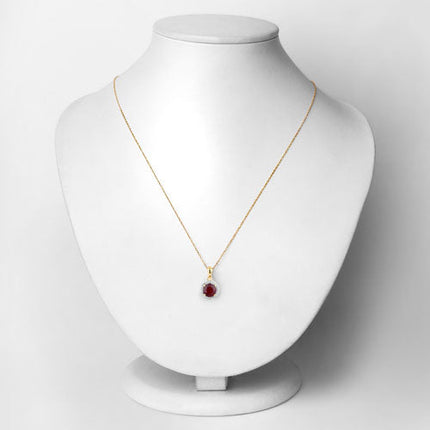 1.49 Carat Genuine Ruby and White Diamond 14K Yellow Gold Pendant