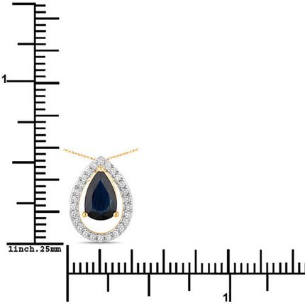 1.15 Carat Genuine Blue Sapphire and White Diamond 14K Yellow Gold Pendant