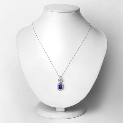 2.62 Carat Genuine Tanzanite and White Diamond 14K White Gold Pendant