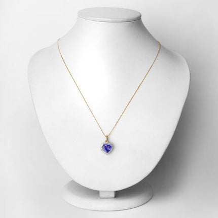 2.66 Carat Genuine Tanzanite and White Diamond 14K Yellow Gold Pendant