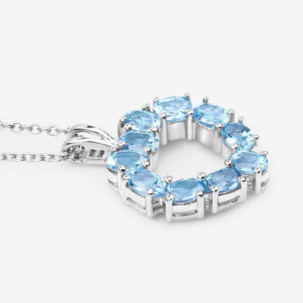 1.90 Carat Genuine Swiss Blue Topaz .925 Sterling Silver Pendant