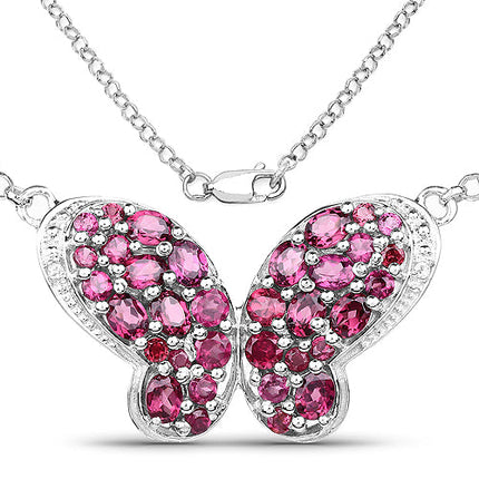 4.15 Carat Genuine Rhodolite and White Topaz .925 Sterling Silver Pendant