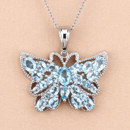 4.84 Carat Genuine Swiss Blue Topaz .925 Sterling Silver Pendant